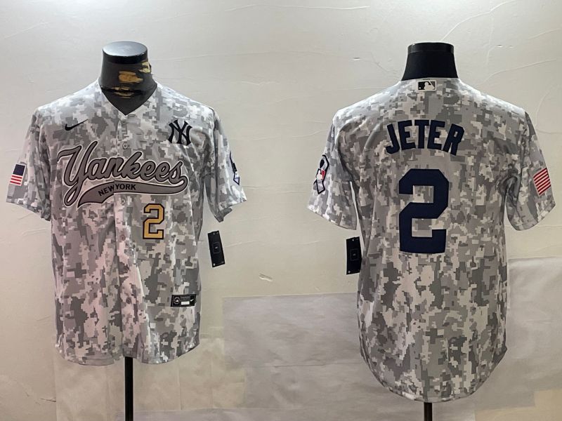 Men New York Yankees #2 Jeter Camo Joint Name 2024 Nike MLB Jersey style 2->new york yankees->MLB Jersey